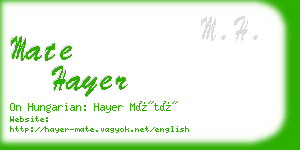 mate hayer business card